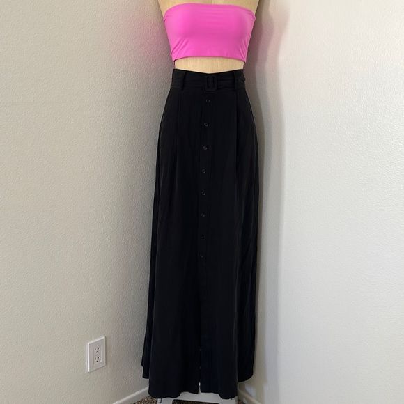 L’Agence Bendetta Silk Maxi Skirt in Black Size S - Picture 2 of 12